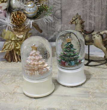 ★SALE・30★ X'mas♪♪ スノードーム・ツリートール(オルゴール・おめでとうクリスマス) スノードーム オブジェ クリスマス ディスプレイ シャビーシック フレンチカントリー アンティーク 雑貨 輸入雑貨 antique shabby chic