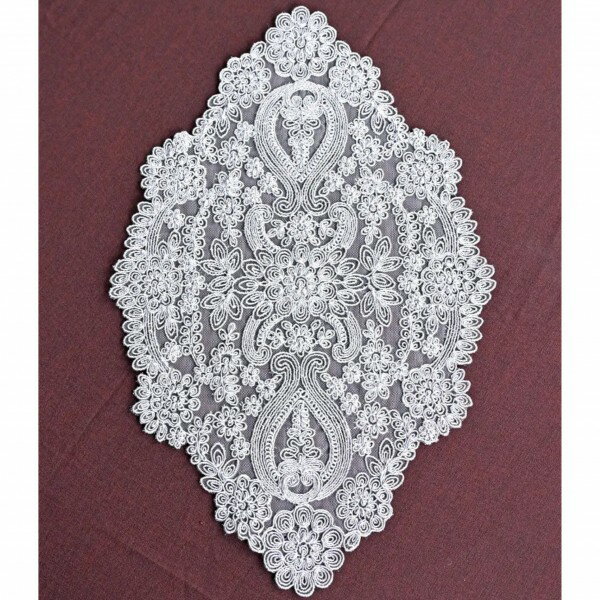 プレースマット ランチョンマット ドイリー レース シルバー 刺繍 30×50 テーブルセンター ノーブルシリーズ (1444) アンティーク風 エレガント 2