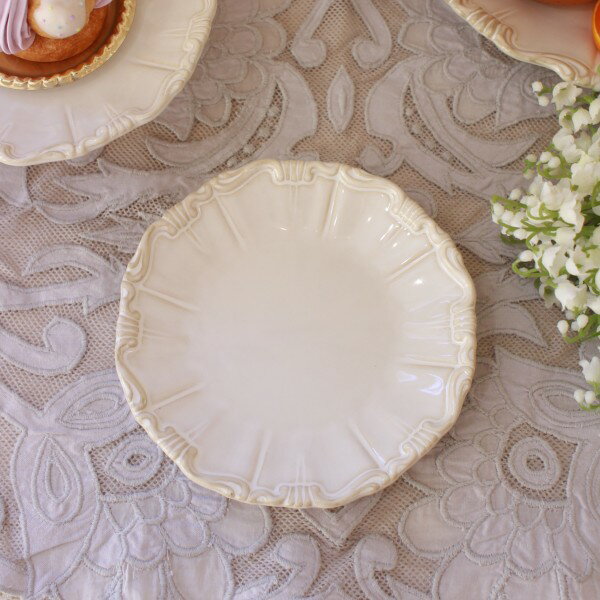 食器 ケーキ皿 ラウンドプレート S クロエシリーズ ミニプレート ケーキプレート 洋食器 皿 小皿 フレンチ食器 アンティーク調 陶器 シャビーシック antique 可愛い おしゃれ