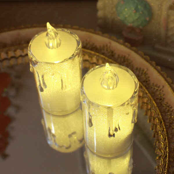 LED キャンドルライト 2個セット トール ティーキャンドル ライト ろうそく 2個 (039) ホワイト ミニライト LED蝋燭 ロウソク型ライト アンティーク風 アンティーク クリスマス 雑貨 LED装飾 輸入雑貨 シャビーシック 可愛い