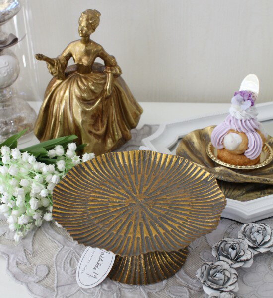 コンポート ディスプレイトレイ ディスプレイスタンド ゴールド アンティーク風 マチルドエム フランス ディスプレイ (324) ディスプレイトレー 小物トレー アンティーク風 可愛い マチルドM Mathilde M. シャビーシック 輸入雑貨 アンティーク雑貨 姫系 おしゃれ