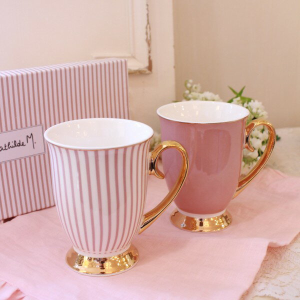 マグカップ 2点セット ピンク マグ 可愛い マチルドエム フランス ギフトボックス入り（700）磁器 マチルドM Mathilde M. 陶器 おしゃれ 輸入食器 可愛い食器 ギフト フランス雑貨 可愛い