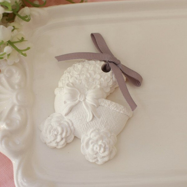 可愛い アロマストーン アロマ 石膏プレート センティッドデコ 石膏 花かご テディベア (1159) マチル..