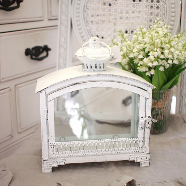 楽天スタイルロココガラスケース コレクションケース ホワイト ランタン スモール （1171） 多肉植物 ケース マチルドエム フランス ディスプレイケース マチルドM Mathilde M. ガーデニング アンティーク風 アンティーク雑貨 おしゃれ