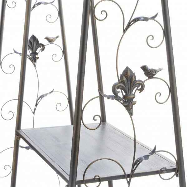 ハンガーラック 収納 コートハンガー マルチラック オープンラック アイアン ダークブロンズ (71876) アンティーク調 ロココ調 ヨーロピアン ユリの紋章 輸入雑貨 ブロカント クラシック [2]