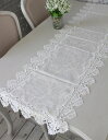 テーブルランナー はっ水 レースドイリー 45×150cm 撥水 ジャガードダマスク レース オフホワイト はっ水 テーブルセンター ジャガード織 布製 テーブルセンター ドイリー ダマスク柄