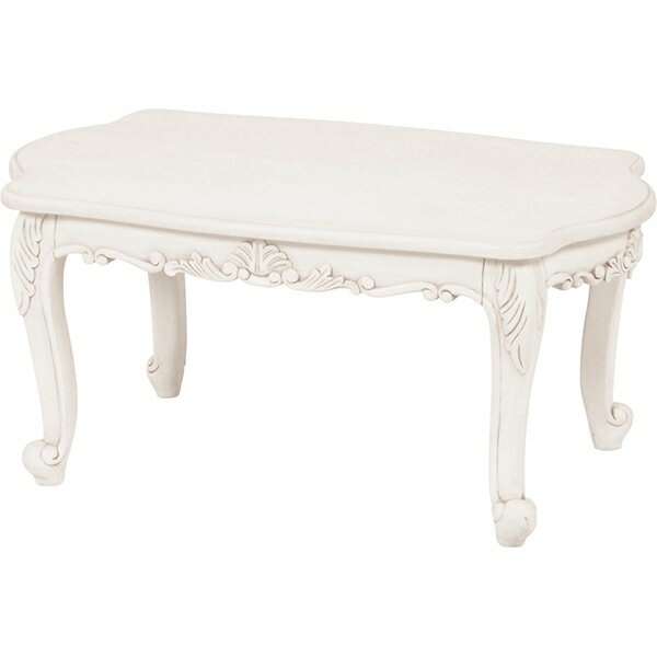 乐天商城 - センターテーブル ホワイト ローテーブル 猫脚 コーヒーテーブル クラシック 白家具 ティーテーブル ロココシリーズ (1750) 輸入家具 木製 ロココ調 姫系 姫家具 猫脚 アンティーク かわいい ヨーロピアン 洋風