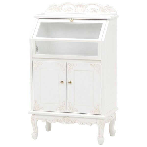 乐天商城 - ガラスキャビネット ガラスケース キュリオケース 猫脚 ホワイト ロココ調 クラシック ヨーロピアン 白家具 ロココシリーズ (1798) 輸入家具 木製 姫系 姫家具 猫脚 アンティーク かわいい ヨーロピアン 洋風