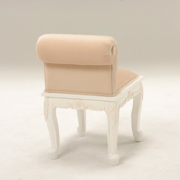 スツール 背付きスツール チェア 椅子 猫脚 ホワイト ロココ調 クラシック ヨーロピアン 白家具 ロココシリーズ (1794) 輸入家具 木製 姫系 姫家具 猫脚 アンティーク かわいい ヨーロピアン 洋風 [3]