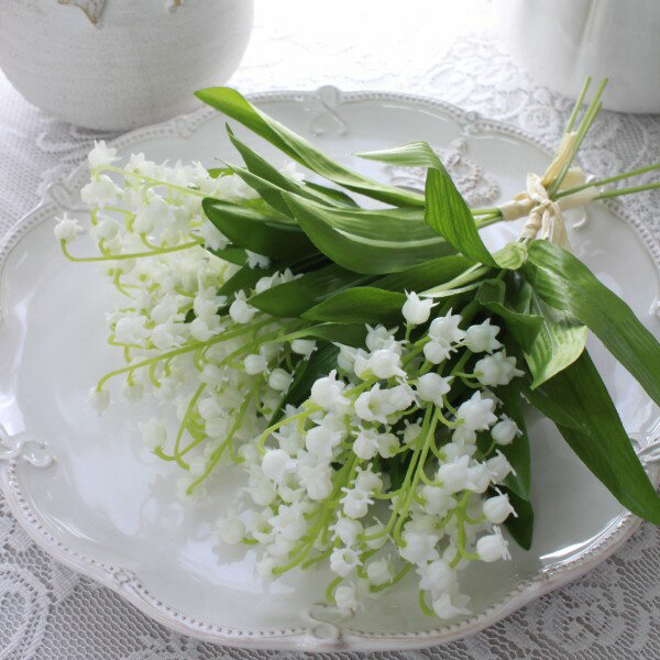 乐天商城 - すずらん スズラン 造花 2束セット（計6本） ブーケ 花束 ブッシュ 鈴蘭 ミュゲ ナチュラル 造花 シルクフラワー アーティフィシャルフラワー インテリアフラワー かわいい おしゃれ