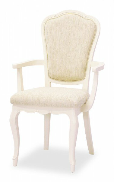 ダイニング3点セット ホワイト ネコ脚 クラシック 白家具 ダイニングセット ダイニングテーブル アームチェア ダイニングチェア アンティーク調 猫脚 ヨーロピアン フルール 輸入家具 東海家具 家具 フレンチ シャビーシック アンティーク風 姫家具 [3]