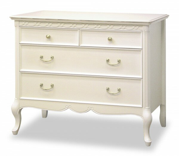 チェスト ワイドチェスト 85 引き出し収納 リビングチェスト 収納家具 タンス 箪笥 白家具 洋風 ヨーロピアン フルール ホワイト 東海家具 家具 クラシック フレンチ シャビーシック アンティーク風 姫家具 [2]