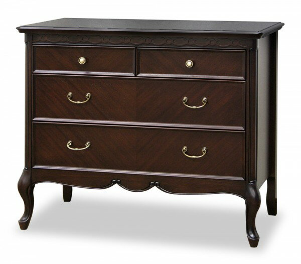 乐天商城 - チェスト ワイドチェスト ブラウン 85 引き出し収納 リビングチェスト 収納家具 輸入家具 洋風 ヨーロピアン フルール アンティーク調 東海家具 フレンチ アンティーク ロココ調 姫家具 クラシック モダン