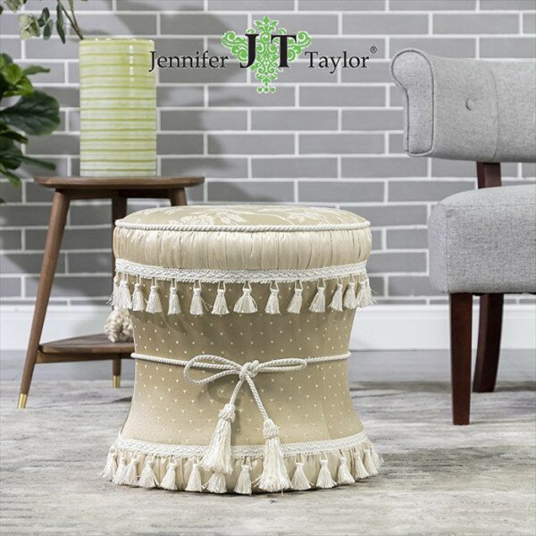 スツール オットマン ジェニファーテイラー ベージュ Heirloom チェア エレガント ロココ調 姫系 クラシック アンティーク風 布張り 輸入家具 ヨーロピアン アンティーク調