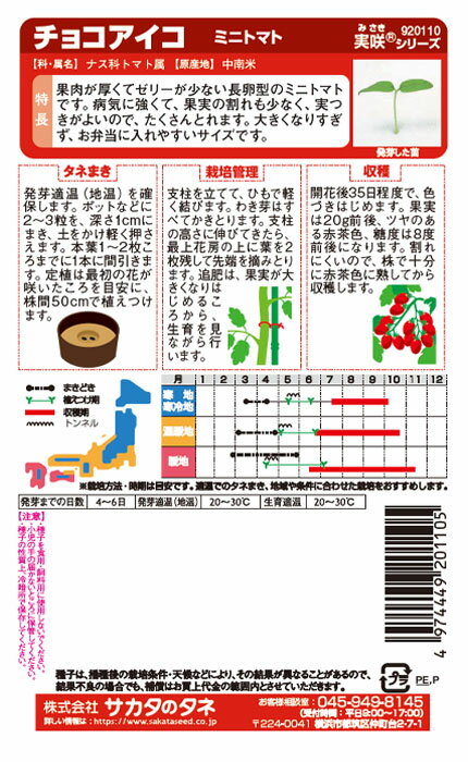 野菜の種　実咲野菜0110 ミニトマトチョコアイコ サカタのタネ