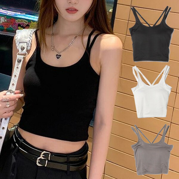 キャミソール ブラキャミ カップ付き 無地 ノンワイヤー インナーウェア レディース ブラック ホワイト グレー