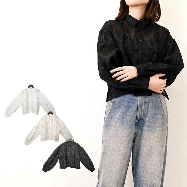 シャツブラウス長袖シアージャガード...