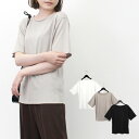 Tシャツ カットソー 半袖 5分袖 クルーネック シャーリング 無地 夏 白 トップス レディース オフホワイト グレージュ ブラック(4)