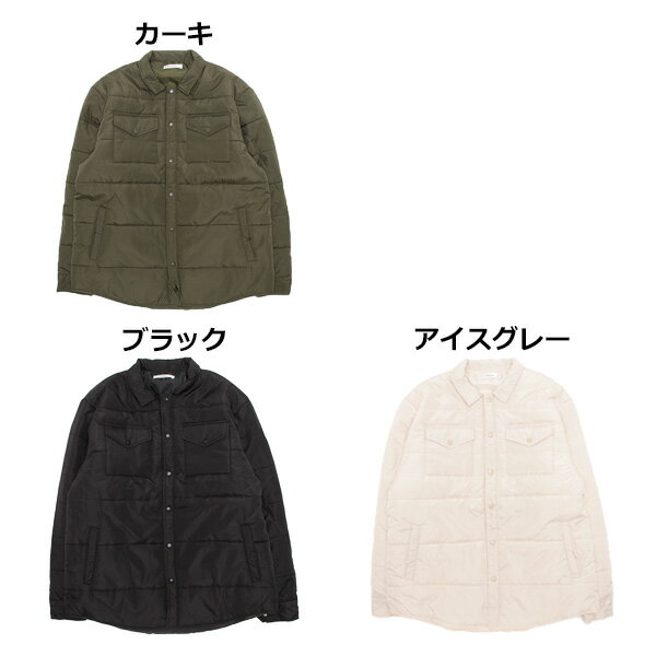 【取り寄せ対応】シャツジャケット 中綿ジャケット キルティング 無地 アウター ジャケット ユニセックス メンズ アイスグレー カーキ ブラック
