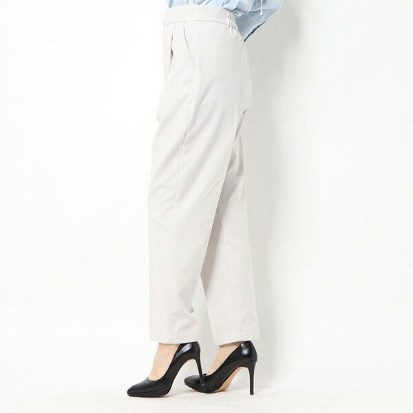 パンツ テーパードパンツ ロング丈 起毛 ツイル 無地 12分丈 ゴム使い ボトムス レディース ホワイト ライトグレー ベージュ ピンク ミント ブラック