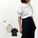 シャツ ブラウス 半袖 5分袖 パフスリーブ フリル 白 黒 秋 トップス レディース オフホワイト ライトベージュ ブラック(4)