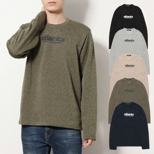 【取り寄せ対応】Tシャツ ロンT ロゴ ニットフリース 裏起毛 暖かい クルーネック 長袖 トップス ユニセックス メンズ ブラック ネイビー MIXベージュ MIXカーキ MIXグレー 【取り寄せ対応】Tシャツ ロンT ロゴ ニットフリース 裏起毛 暖かい クルーネック 長袖 トップス ユニセックス メンズ ブラック ネイビー MIXベージュ MIXカーキ MIXグレー