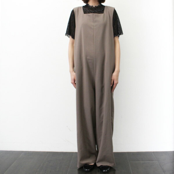 【取り寄せ対応】オールインワン サロペットパンツ パンツ ロング 12分丈 ワイド 無地 夏 ボトムス レディース ライトベージュ マスタード ピンク グレージュ ブラック