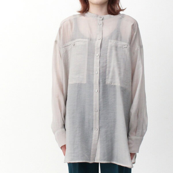 シャツ ブラウス シアーシャツ 透けトップス ロング丈 無地 長袖 白 春 夏 トップス レディース アイボリー ライトグレー ミント ライトブルー ブラック 3