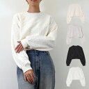 【取り寄せ対応】Tシャツ カットソー 花柄 ジャガード 長袖 クルーネック ショート丈 トップス レディース ホワイト アイボリー グレー ブラック(4)