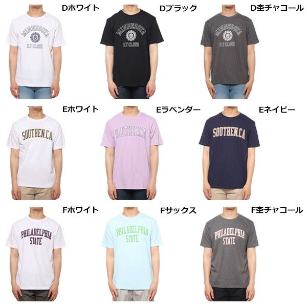 Tシャツ カットソー クルーネック ロゴ 半袖 コットン 綿100% おしゃれ アメカジ ユニセックス トップス メンズ ホワイト ネイビー チャコールグレー ベージュ パープル ブルー
