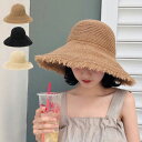 【Rakuten Fashion THE SALE】ハット ストローハット 麦わら帽子 無地 つば広 帽子 レディース カーキ ブラック ベージュ
