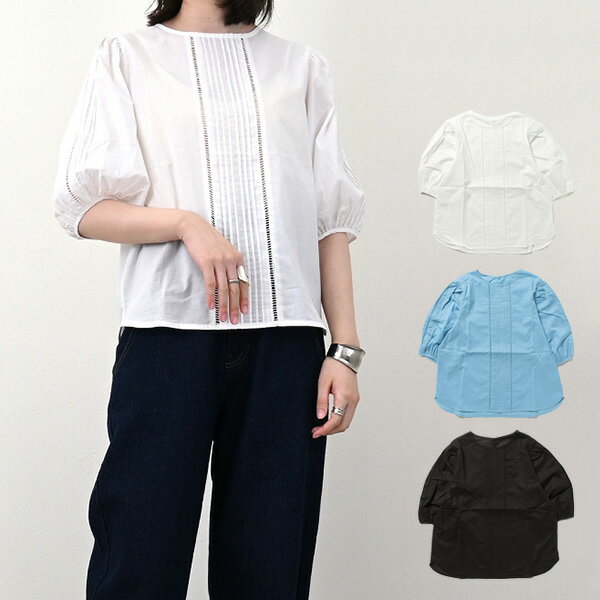 シャツブラウス半袖5分袖レースピン...