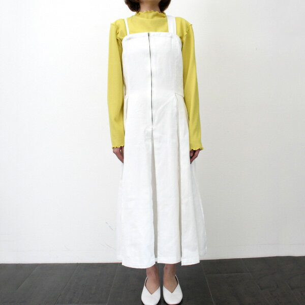 【取り寄せ対応】ジャンパースカート サロペットスカート 春 ロング マキシ丈 無地 フレア 綿100% コットン カツラギ ボトムス レディース オフホワイト