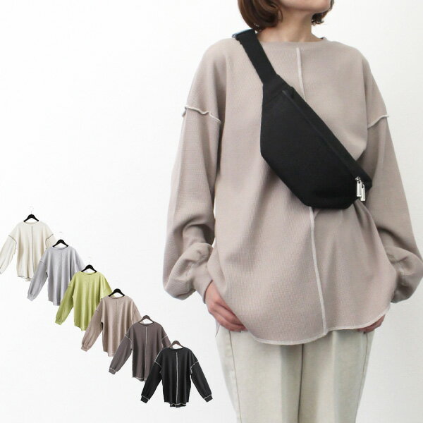 【Rakuten Fashion THE SALE】Tシャツ カットソー ロンT ワッフル サーマル ステッチ 無地 長袖 丸首 ..