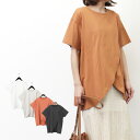 【取り寄せ対応】カットソー Tシャツ スリット 綿100% 半袖 コットン 無地 クルーネック 天竺 夏 トップス レディース ホワイト グレージュ テラコッタ ブラック(4)