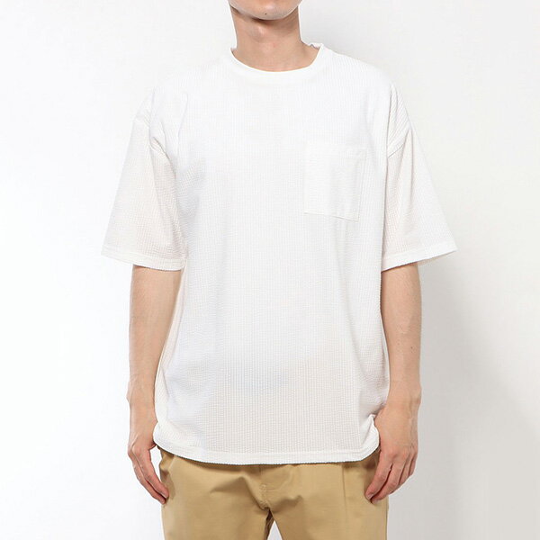 【取り寄せ対応】Tシャツ カットソー 半袖 無地 クルーネック カットサッカー トップス ユニセックス メンズ オフホワイト ブラック