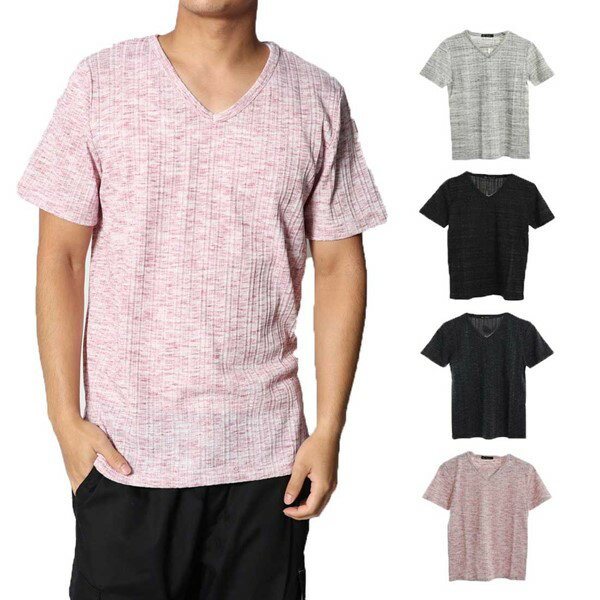 TシャツカットソーVネック半袖ミッ...