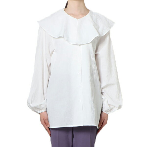 シャツ ブラウス 無地 ビッグカラー コットン 綿100% 長袖 白 黒 トップス レディース ホワイト クリーム ライトブルー ミント ブラック