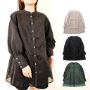 【取り寄せ対応】シャツ ブラウス 長袖 オーガンジー レイヤード 無地 バンドカラー 黒 トップス レディース グレージュ ダークグリーン ブラック(4)