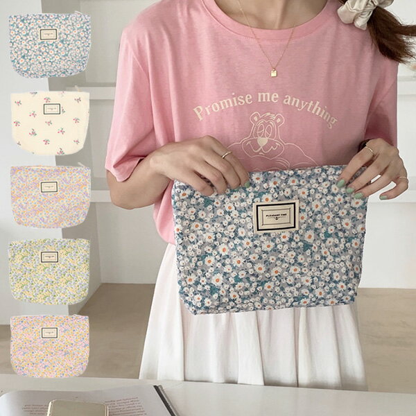 クラッチバッグ ポーチ 花柄 コットン キャンバス 布 バッグ 鞄 レディース グリーン パープル ブルー ..