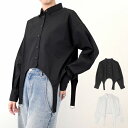 【取り寄せ対応】シャツ ブラウス ガーター 長袖 無地 レギュラーカラー コットン 白 黒 トップス レディース ホワイト ブラック(4)