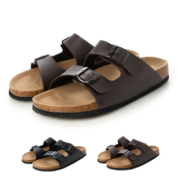 サンダル ベルトサンダル コンフォートサンダル 合皮 PUレザー 黒 シューズ 靴 メンズ ブラック ダークブラウン