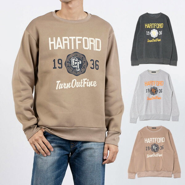 トレーナー スウェット 裏起毛 暖かい 長袖 ロゴ プリント ユニセックス トップス メンズ チャコール オートミール グレーベージュ