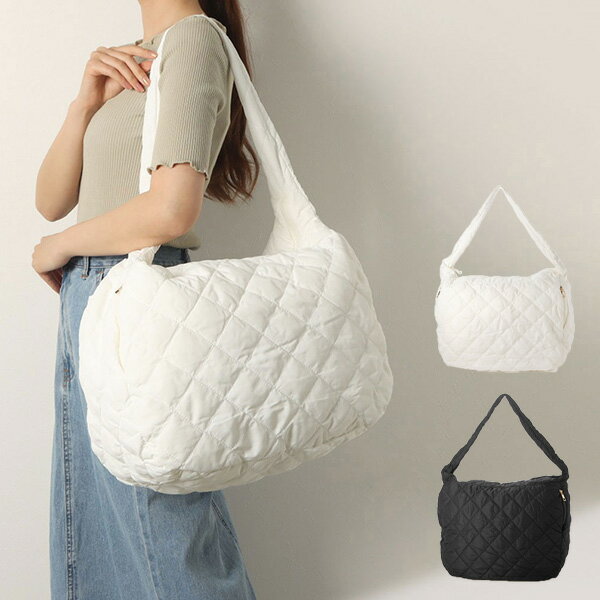 【取り寄せ対応】ショルダーバッグ キルティング 大きい A4 肩掛け 布 無地 バッグ 鞄 レディース ブラック ホワイト