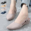 【取り寄せ対応】ウェッジソールサンダル サンダル パンプス バックストラップ ポインテッドトゥ PVC 無地 シューズ 靴 レディース ブラック アプリコット ピンク ネイビー(4)