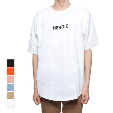 Tシャツ カットソー クルーネック 丸首 半袖 5分袖 ロゴ ビッグシルエット 綿 コットン100% トップス メンズ オフホワイト ベージュ サックス ピンク オレンジ ブラック