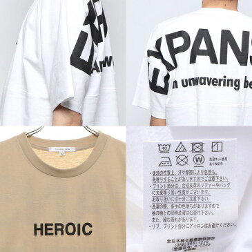 Tシャツ カットソー クルーネック 丸首 半袖 5分袖 ロゴ ビッグシルエット 綿 コットン100% トップス メンズ オフホワイト ベージュ サックス ピンク オレンジ ブラック