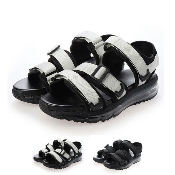 【楽天スーパーSALE】サンダル スポーツサンダル メンズ 厚底 エアークッションソール ベルト スポサン おしゃれ 無地 カジュアル 靴 シューズ ブラック シルバーのサムネイル