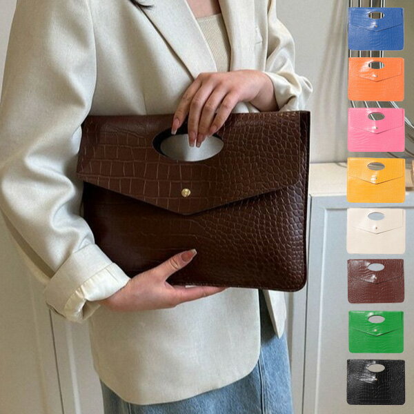 クラッチバッグバッグクロコ合成皮革...