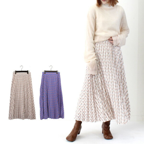 スカートプリーツスカート総柄幾何学...